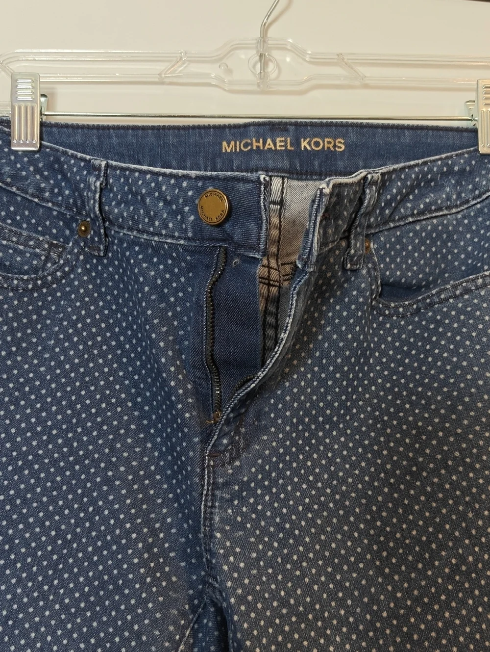 MICHAEL KORS Navy Polka Dot Skinny Jeans Medium Wash Size 4